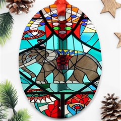 Elephant Stained Glass Oval Ornament (two Sides) by BangZart