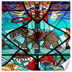 Elephant Stained Glass Canvas 16  X 16   by BangZart