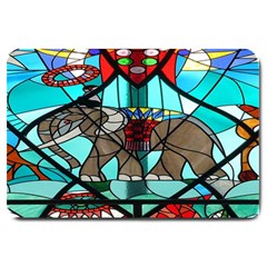 Elephant Stained Glass Large Doormat  by BangZart