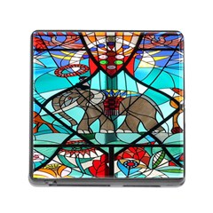 Elephant Stained Glass Memory Card Reader (square) by BangZart