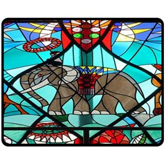 Elephant Stained Glass Fleece Blanket (medium)  by BangZart