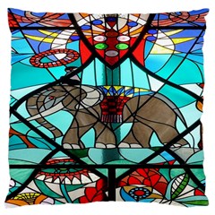 Elephant Stained Glass Large Cushion Case (two Sides) by BangZart