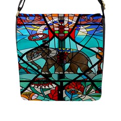 Elephant Stained Glass Flap Messenger Bag (l)  by BangZart