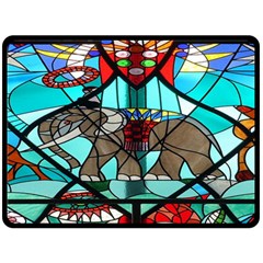 Elephant Stained Glass Double Sided Fleece Blanket (large)  by BangZart