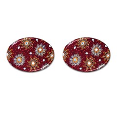 India Traditional Fabric Cufflinks (oval) by BangZart