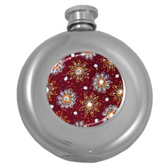 India Traditional Fabric Round Hip Flask (5 Oz) by BangZart