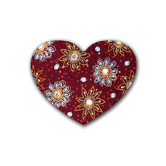 India Traditional Fabric Rubber Coaster (heart)  by BangZart