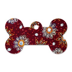 India Traditional Fabric Dog Tag Bone (two Sides)