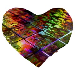 Technology Circuit Computer Large 19  Premium Flano Heart Shape Cushions by BangZart