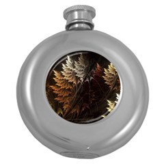 Fractalius Abstract Forests Fractal Fractals Round Hip Flask (5 Oz) by BangZart