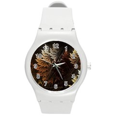 Fractalius Abstract Forests Fractal Fractals Round Plastic Sport Watch (m)