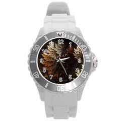 Fractalius Abstract Forests Fractal Fractals Round Plastic Sport Watch (l)