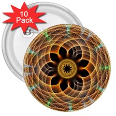 Mixed Chaos Flower Colorful Fractal 3  Buttons (10 Pack) 