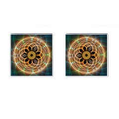 Mixed Chaos Flower Colorful Fractal Cufflinks (square)