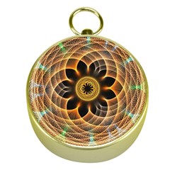 Mixed Chaos Flower Colorful Fractal Gold Compasses by BangZart