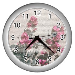 Shabby Chic Style Floral Photo Wall Clocks (silver)  by dflcprints