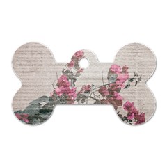 Shabby Chic Style Floral Photo Dog Tag Bone (two Sides) by dflcprints