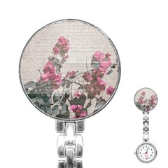 Shabby Chic Style Floral Photo Stainless Steel Nurses Watch by dflcprints