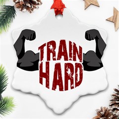 Train Hard Snowflake Ornament (two Sides) by Valentinaart