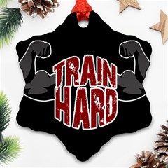 Train Hard Snowflake Ornament (two Sides) by Valentinaart