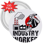 Industry worker  3  Buttons (100 pack)  Front