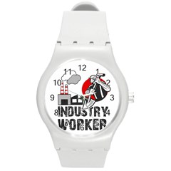 Industry Worker  Round Plastic Sport Watch (m) by Valentinaart