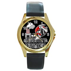 Industry Worker  Round Gold Metal Watch by Valentinaart