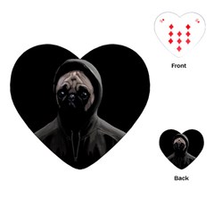 Gangsta Pug Playing Cards (heart)  by Valentinaart