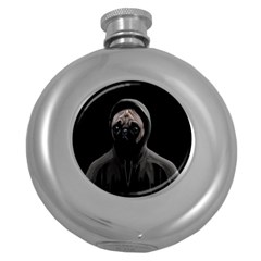 Gangsta Pug Round Hip Flask (5 Oz) by Valentinaart