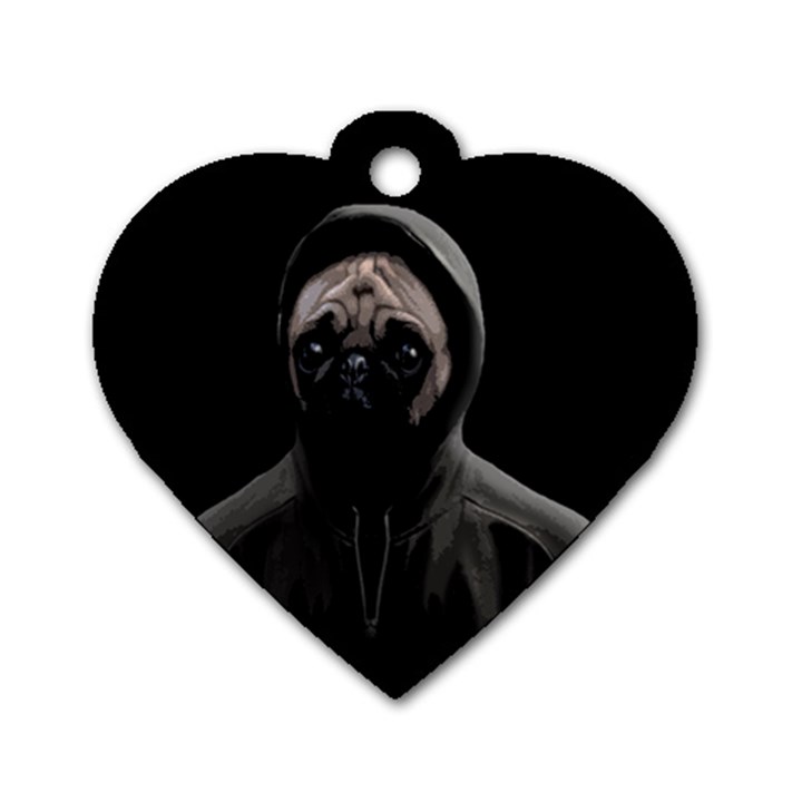 Gangsta pug Dog Tag Heart (One Side)