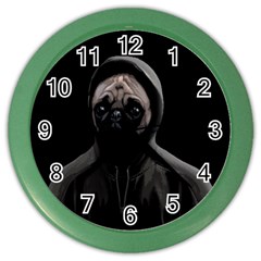 Gangsta Pug Color Wall Clocks by Valentinaart