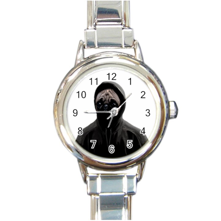 Gangsta pug Round Italian Charm Watch