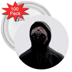 Gangsta Pug 3  Buttons (100 Pack) 