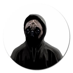 Gangsta Pug Magnet 5  (round) by Valentinaart