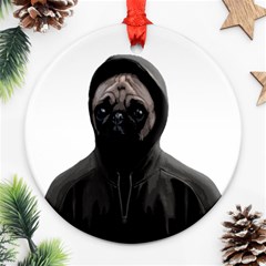 Gangsta Pug Round Ornament (two Sides) by Valentinaart