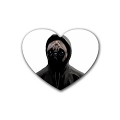 Gangsta Pug Rubber Coaster (heart)  by Valentinaart