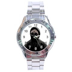 Gangsta Pug Stainless Steel Analogue Watch by Valentinaart