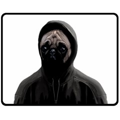 Gangsta Pug Double Sided Fleece Blanket (medium)  by Valentinaart