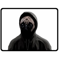 Gangsta Pug Double Sided Fleece Blanket (large)  by Valentinaart