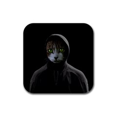 Gangsta Cat Rubber Square Coaster (4 Pack)  by Valentinaart