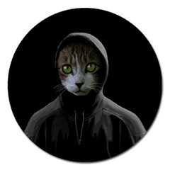 Gangsta Cat Magnet 5  (round) by Valentinaart