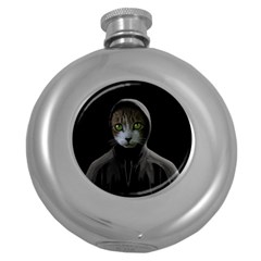 Gangsta Cat Round Hip Flask (5 Oz) by Valentinaart