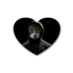 Gangsta Cat Rubber Coaster (heart)  by Valentinaart