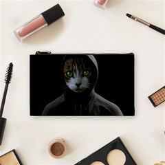 Gangsta Cat Cosmetic Bag (small)  by Valentinaart