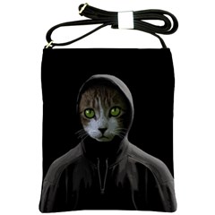 Gangsta Cat Shoulder Sling Bags by Valentinaart