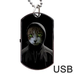 Gangsta Cat Dog Tag Usb Flash (one Side) by Valentinaart