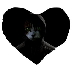 Gangsta Cat Large 19  Premium Flano Heart Shape Cushions