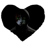 Gangsta cat Large 19  Premium Flano Heart Shape Cushions Back