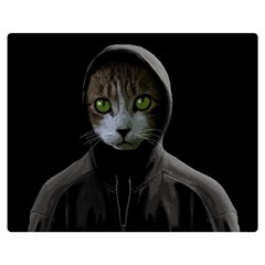 Gangsta Cat Double Sided Flano Blanket (medium)  by Valentinaart