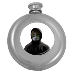 Gangsta Cat Round Hip Flask (5 Oz) by Valentinaart